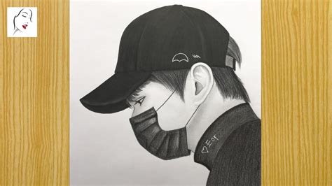 A Boy Drawing With Mask How To Draw A Boy With Cap For Beginners Boy Drawing Crazy