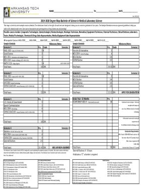 Fillable Online 2019 2020 Degree Map Bachelor Of Science In Medical