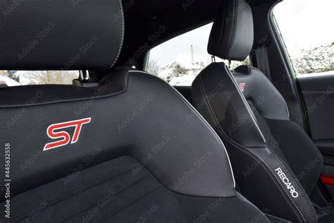 Ford Puma ST. Three-cylinder crossover in the snow. Cabin interior ...