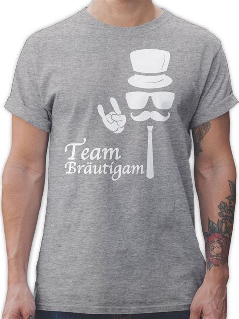 Shirtracer T Shirt Team Bräutigam Hipster Suit Up Weiss Jga Männer