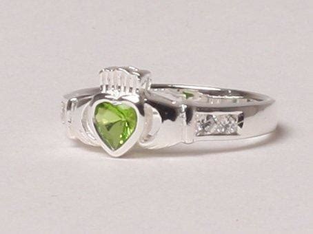 Birthstone Irish Claddagh Ring Crystal Shoulders Claddaghrings