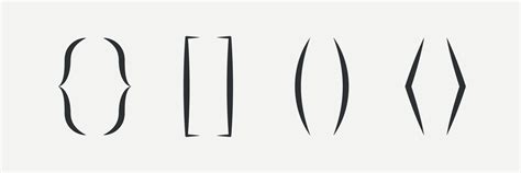 Text Brackets set. Code brackets icon. Punctuation for messages thin ...