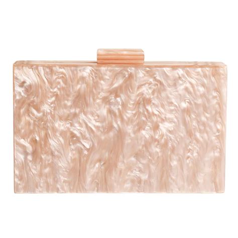 CLUTCH NUDE CLARA ACRÍLICO IMITAÇÃO MADREPEROLA FORMATO RETANGULAR Milene Jóias