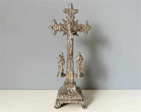 Antique Metal Table Crucifix Catholic Cross Table Religious