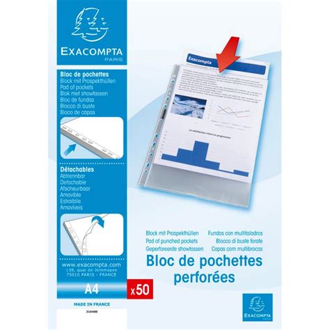 Exacompta Quick Doc 20 Packs de 50 Pochettes perforées A4 lisses