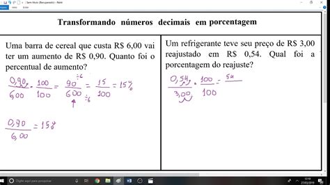 Transformando N Meros Decimais Em Porcentagem V Deo Youtube