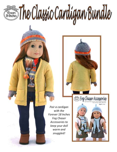 Forever 18 Inches Classic Cardigan Bundle Doll Clothes Pattern 18 Inch