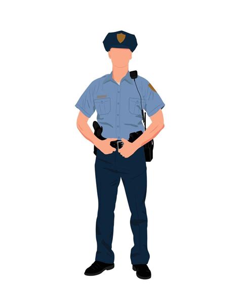 Male Police Officer Illustration Standing Policeman With Uniform Simple Flat Vector 18984145