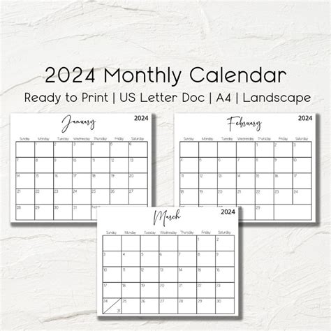 2024 Printable Planner 2024 Printable Calendar Wall Calendar 2024