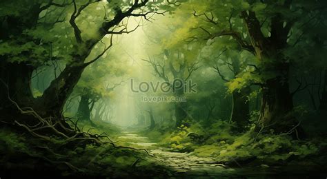 Painting Of Path Through A Forest Picture And HD Photos | Free Download ...