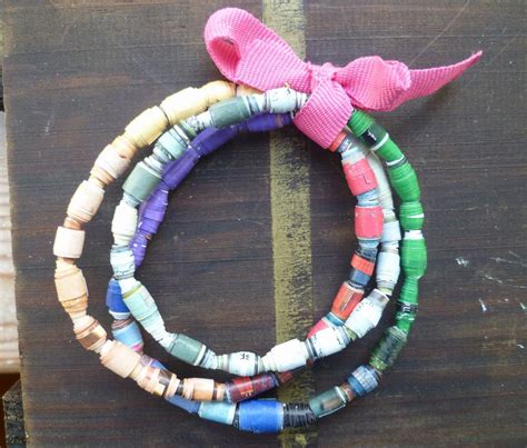 Recycled Paper Bracelet · How To Make A Paper Bead Bracelet