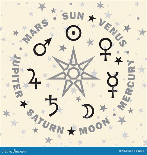 The Septener. Star of the Magicians. Seven Planets of Astrology. Stock Vector - Illustration of ...