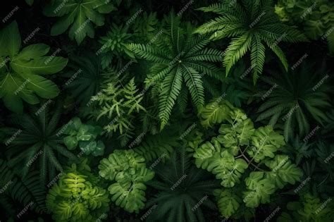 Premium AI Image | A green jungle wallpaper with a leafy background.