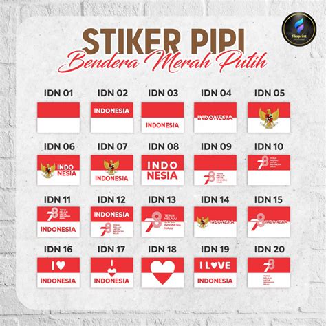 Jual Sticker Pipi Merah Putih Tempelan Pipi Bendera Isi 100 Pcs