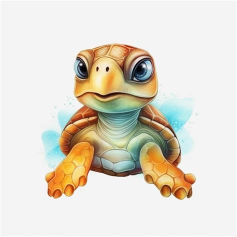 Premium Ai Image Cartoon Turtle With Big Eyes Sitting On The Ground