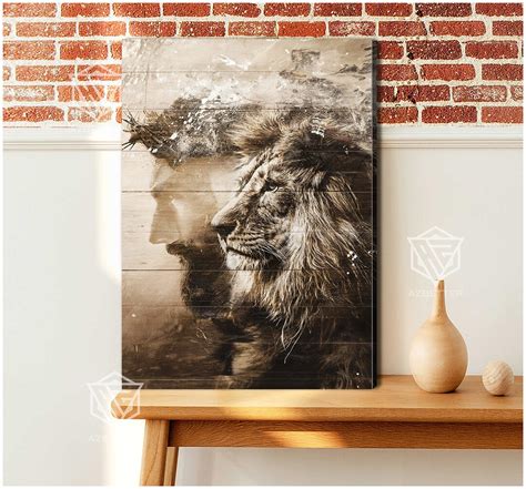 Lion of Judah Canvas Painting, Lion and Jesus Wall Art Christian Home ...