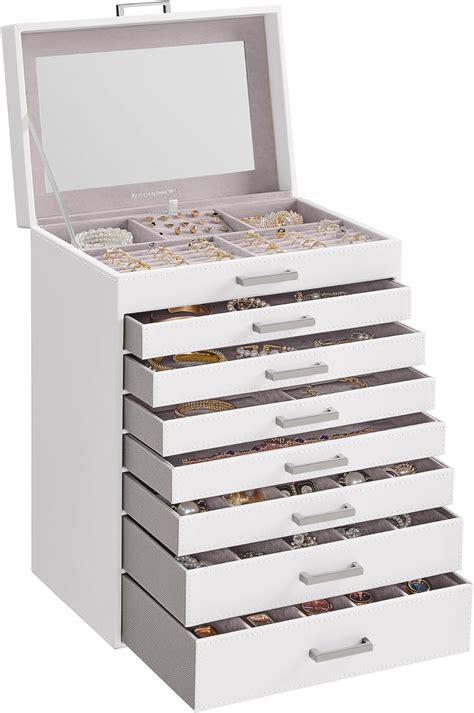 SONGMICS Jewellery Box 8 Tier Jewellery Organiser Large Jewellery