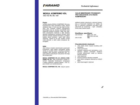 Olej Paramo Mogul VDL 46 - Industrien