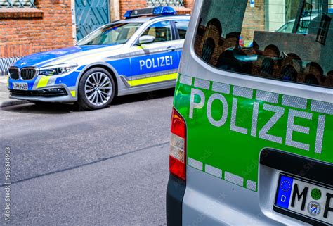 Munich Germany June 1 Typical German Police Car At The Old Town Of