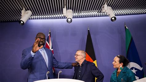 Prime Minister Anthony Albanese Holds Press Conference With Shaquille O