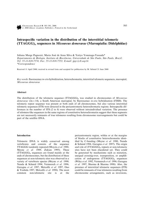 Pdf Intraspecific Variation In The Distribution Of The Interstitial