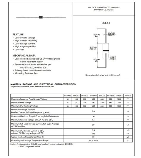 100PCS 1A 1000V Diode 1N4007 IN4007 DO-41 IN4001 50V IN4002 100V IN4003 200V IN4004 400V PLASTIC ...