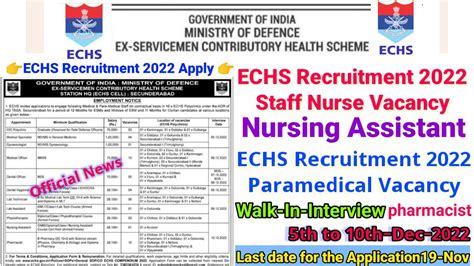 Echs Paramedical Staff Recruitment Echs Nursing Vacancy Staff