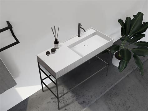 Консоль с раковиной ABBER Stein AS2647 напольная, белая матовая ...