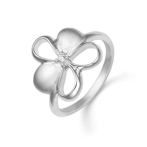 S Lv Ring Rhodineret Blomst Mat Og Blank Med Syntetisk Cubic Zirconia