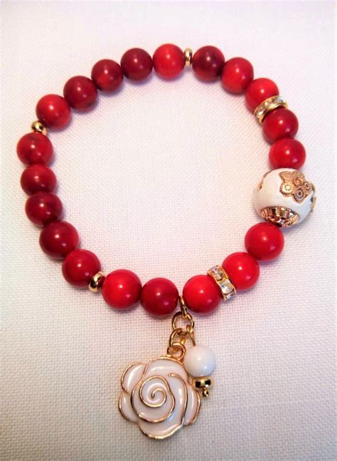 Red Bamboo Coral Mm Natural Stone Semiprecious Stone Bracelet Stone