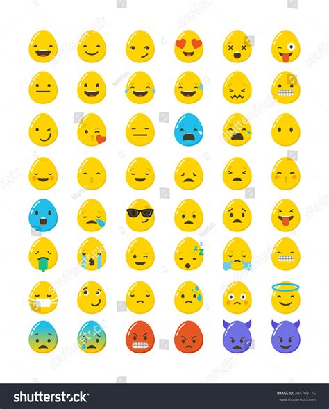 Set Easter Eggs Emoticons Emoji Set Stock Vector (Royalty Free ...