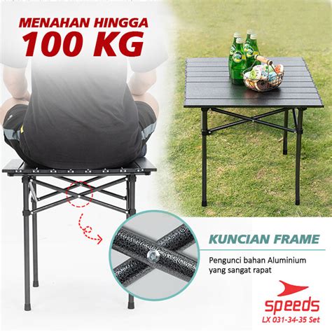 Speeds Meja Lipat Kursi Lipat Set Folding Table Chair Camping Outdoor