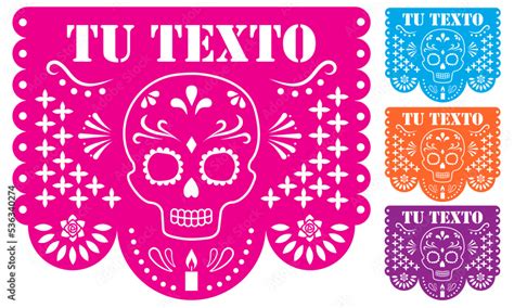 Papel picado para el día de muertos puedes colocar tu propio texto