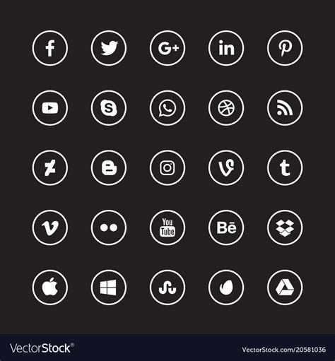 White Social Media Icons Png