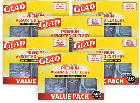 Amazon Glad Disposable Plastic Cutlery Assorted Set Clear Extra