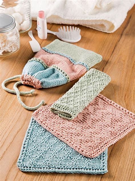 Knitting Pattern For Sublime Spa Set Three Petite Washcloths With