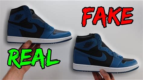 Real Vs Fake Nike Air Jordan 1 Marina Blue Sneaker Comparison Youtube