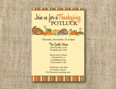 Office Thanksgiving Potluck Invitation Wording - Letter Words Unleashed