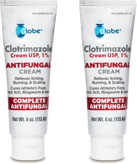 Globe Paquete de 2 crema antifúngica de clotrimazol al 1 tubo de 4