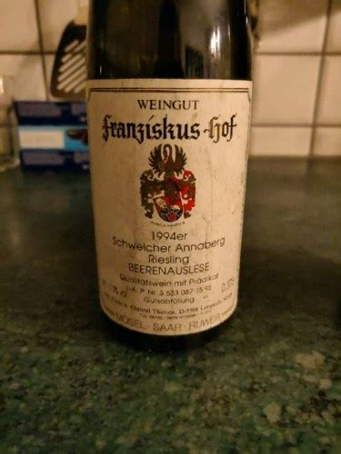 Franziskus Hof Schweicher Annaberg Riesling Beerenauslese Vivino US