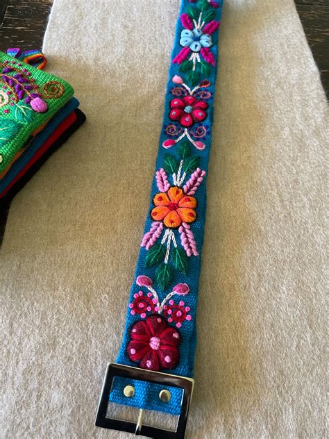 Hand Embroidered Floral Belt Handmade Peruvian Embroidered Belt