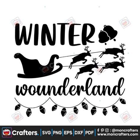 winter wonderland svg file with santa sleigh and reindeers