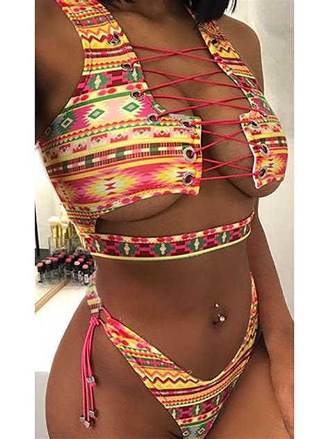 Wholesale Euro Contrasting Colors Lace Up Bikini XZA032752 Wholesale7