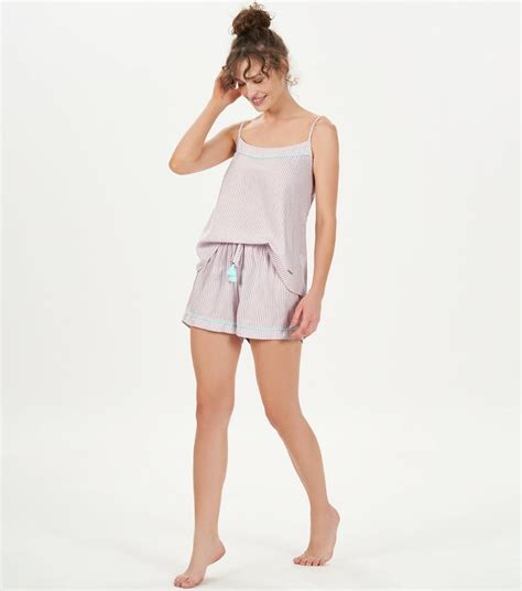 Conjunto Short Doll Alcinha Regulagem Listrado Cor Amor Le Lingerie