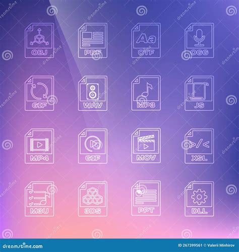 Set Line Dll File Document Xsl Js Otf Wav Obj And Mp Icon