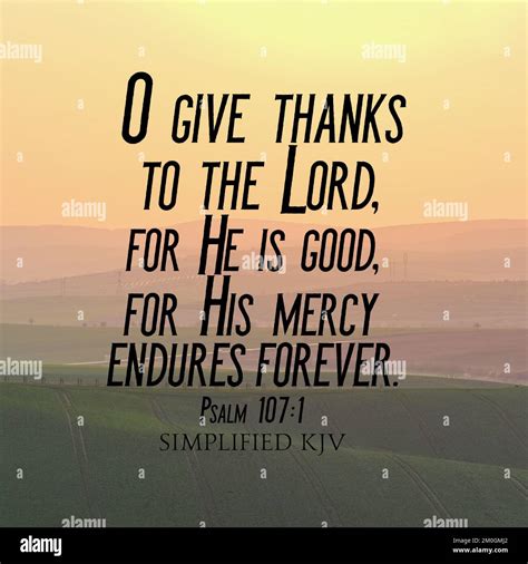 A Christian Bible Verse From Psalm 1071 On Giving God Thanks Stock