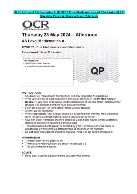 Mechanics 1 Ocr January 2013 Mark Scheme