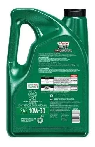 Aceite Castrol Gtx High Mileage W Mezcla Sint Tica En Venta En