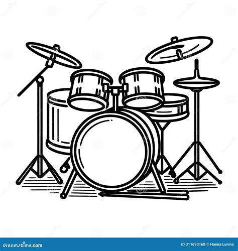 Drum Installation In One Line Continuous Line Drawing Of A Drum Set