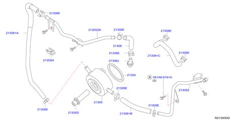 Nissan Pathfinder Engine Oil Cooler Line Connector Engine Oil